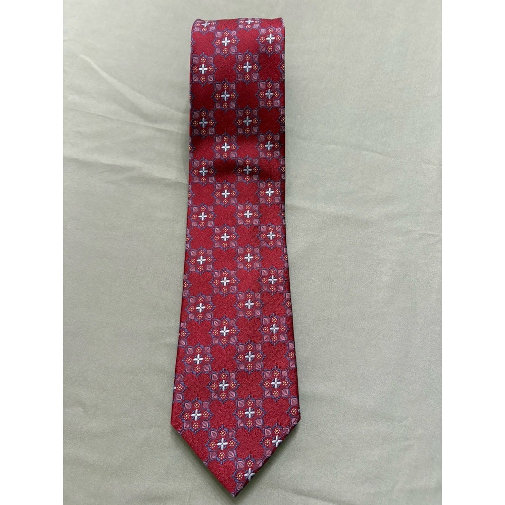 Jos. A. Bank Signature Collection Men's Red Geometric 100% Silk Tie